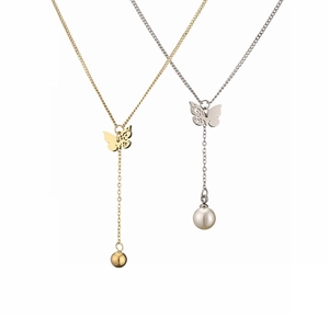 Collier Pendentif Papillon Coeur En Acier Inoxydable Bijoux De Mode Minimalistes Élégants Pour Femmes