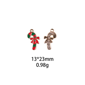 Detailed view of candy cane alloy charms with dimensions 13x23mm for DIY jewelry