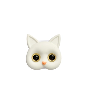 Supporto per telefono a forma di gatto bianco 3D con occhi dorati e specchio cosmetico