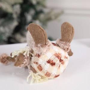 Cute reindeer plush ornament with red plaid details for Christmas tree decoration
