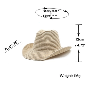 Woven cotton yarn fedora jazz hat in beige with dimensions 56-58cm for men and women
