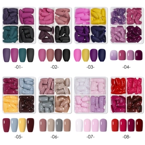 Grid layout showing eight sets of 96 matte and glossy short press-on nail assortments