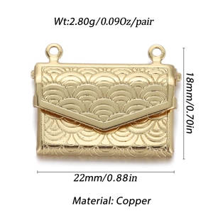 Detailed view of copper briefcase pendant dimensions 22mm by 18mm for jewelry making