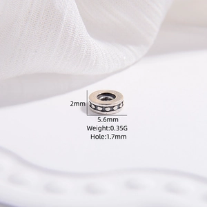 Perle d'espacement rétro en argent sterling S925 avec points en relief et dimensions