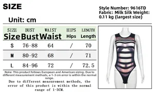 Detailed size guide for sleeveless print bodysuit in S, M, L with CM measurements