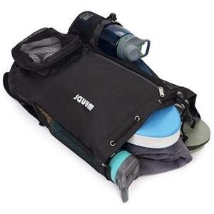 Zaino a rete con coulisse con scomparto per scarpe e tasche laterali per palestra e mare