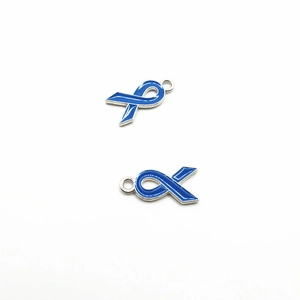 Blue enamel ribbon bow pendants made of alloy for DIY bracelets and necklaces
