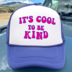 Trucker Hat Mesh Cap Its Cool To Be Kind Slogan Print Polyester Breathable Adjustable Outdoor Sun Hat For Men Women