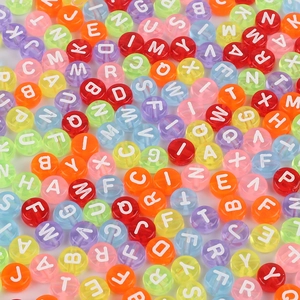 Colorful translucent acrylic letter beads in 4x7mm size for DIY bracelet making