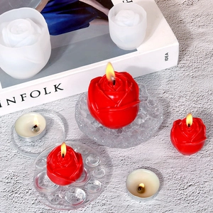Rote Silikonform für Rosen für DIY-Whisky-Eiskugeln und dekorative Duftkerzen