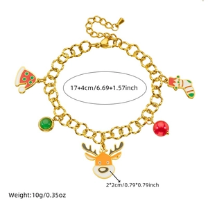 Dettagli del bracciale natalizio con ciondoli a tema e renna, dimensioni 17+4cm incluse