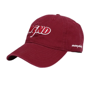 Classic wine red cotton baseball cap with white WEND embroidery and curved brim style