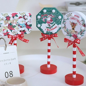 Christmas Santa Stop Here Sign LED Wood Desktop Ornament Warm Light Festive Decoration Home Office Holiday Snowman Reindeer Penguin
