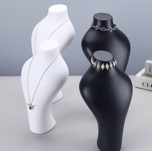 Professional matte black and white portrait bust stands for jewelry and necklace display