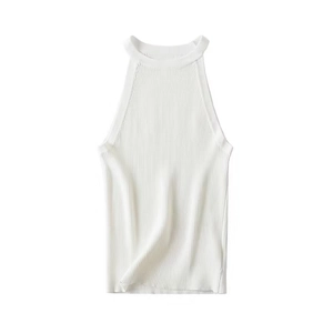 Top a lupetto bianco in maglia a coste per donna in stile estivo minimalista Y2K
