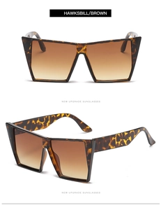 Detail view of large square tortoiseshell frames with brown gradient lenses