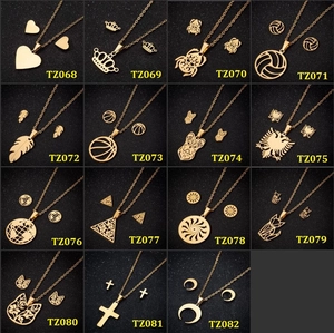 Multiple vintage 18K gold plated jewelry sets featuring diverse pendant designs