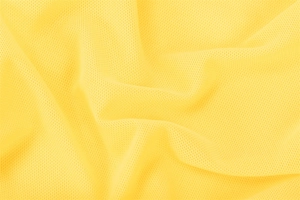 Close-up macro view of yellow mesh fabric texture showing detailed breathable material