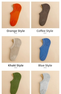 Six paires de chaussettes invisibles côtelées en plusieurs couleurs avec silicone antidérapant