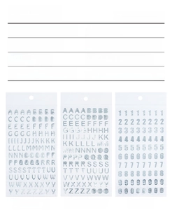Specifiche dei dettagli per adesivi in PET con lettere argento stampate in 9,8x18cm