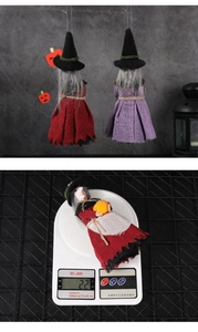 Detail of 22g witch figurines with burlap robes and pointed hats for Halloween decor