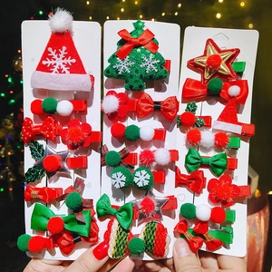 Set de barrettes de Noël avec paillettes, sapins et nœuds pour filles en coffret festif