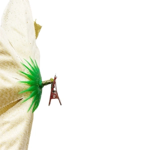 Fiore di Natale artificiale crema con glitter dorati e base con clip in metallo argento