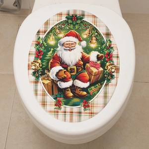 Adesivo per sedile WC a tema Babbo Natale con scatole regalo colorate e motivi di campane