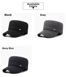 Detailed view of tweed fabric textures and color options for men's flat top winter caps