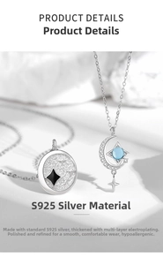 Detailed close-up of 925 silver star and moon pendants with multi-layer plating