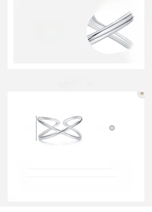 Macro shot and size chart for S925 sterling silver hollow minimalist geometric ring