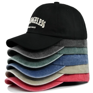 Vintage washed cotton baseball caps with Los Angeless embroidery in various colors