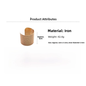 Detailed size and weight specs for this irregular hammered gold open cuff bangle