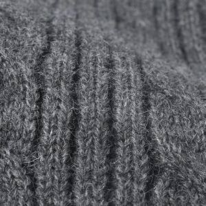 Deep grey double-layer thick knit beanie featuring premium warm wool ribbing texture