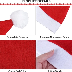 Classic red Christmas hat with white pompon made of soft and premium non-woven fabric