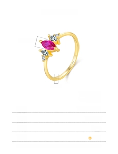Detailed specs of S925 silver gold ring with pink marquise stone and diamond accents