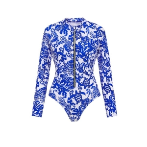 Maillot de bain de surf à manches longues pour femme avec imprimé tortues de mer bleues