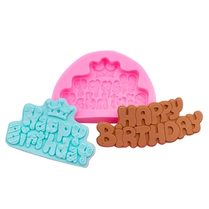 Stampo in silicone Happy Birthday con corona per decorazioni torte e fondente