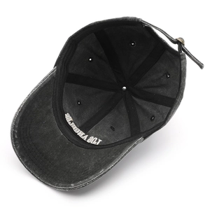 Vintage washed dark grey baseball cap with embroidered Los Angeles logo and metal buckle
