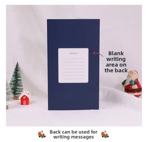 Detail of deep blue Christmas card with a white ruled MESSAGE area for holiday greetings
