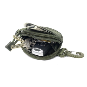 Tactical Molle round pouch in military green nylon with key and cash storage