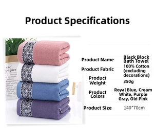 Detail view of 100% cotton bath towels 70x140cm in four colors with jacquard borders