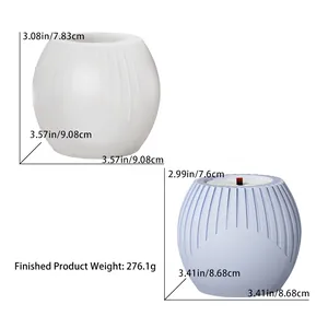 Detailed size specifications for striped spherical candle cup silicone DIY mold