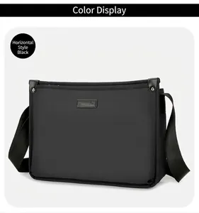 Detail of waterproof nylon messenger bag with adjustable strap and metallic rivets