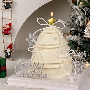 Decorazioni Per Torte Di Natale Strass Merry Christmas Acrilico Fiocco Di Neve Stella Cuore Candela Cera Cordino Camoscio Arredo Festa
