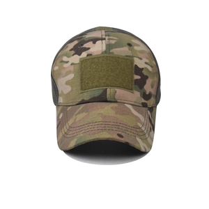 Classic jungle camo baseball cap with velcro patch area for tactical outdoor use