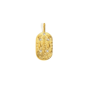 18K gold plated stainless steel Libra zodiac pendant necklace with sparkling zirconia