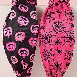 Serre-têtes d'Halloween en tissu avec motifs citrouille et toile d'araignée pour femme