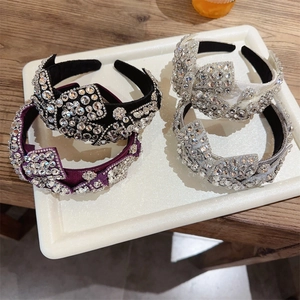 Luxus Vollbesetzt Mit Strass Schleife Stirnband Für Frauen Handgefertigt Breit Samt Haarband Funkelnd Kristall Haarschmuck