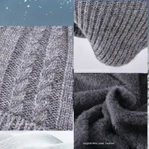 Winter thermal knit beanie hat with fleece lining and ear flaps for extreme cold weather
